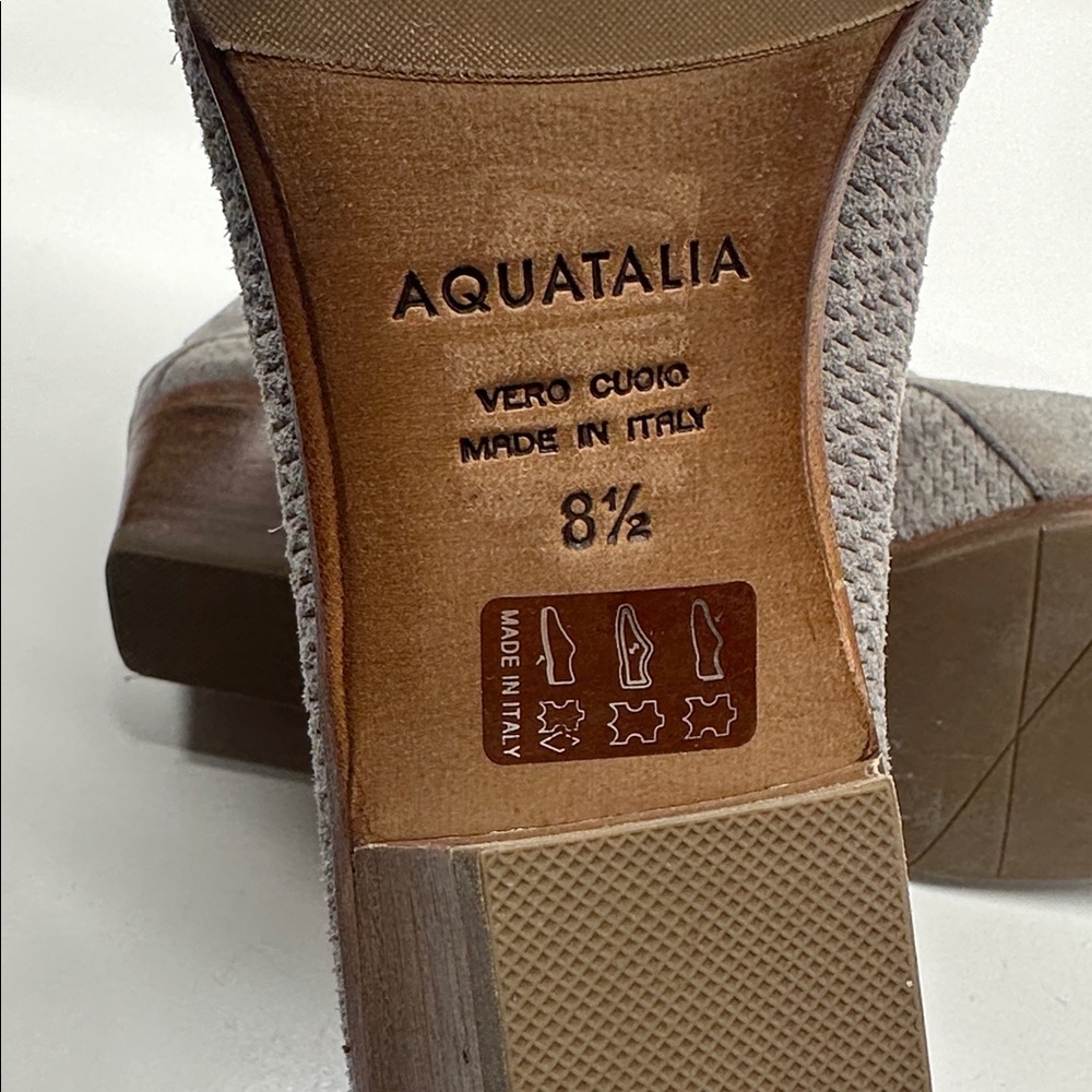 Aquatalia Fianna Boots Perforated Suede Heeled Ankle Booties Boot Gray Size 8.5 — image 6 of 7